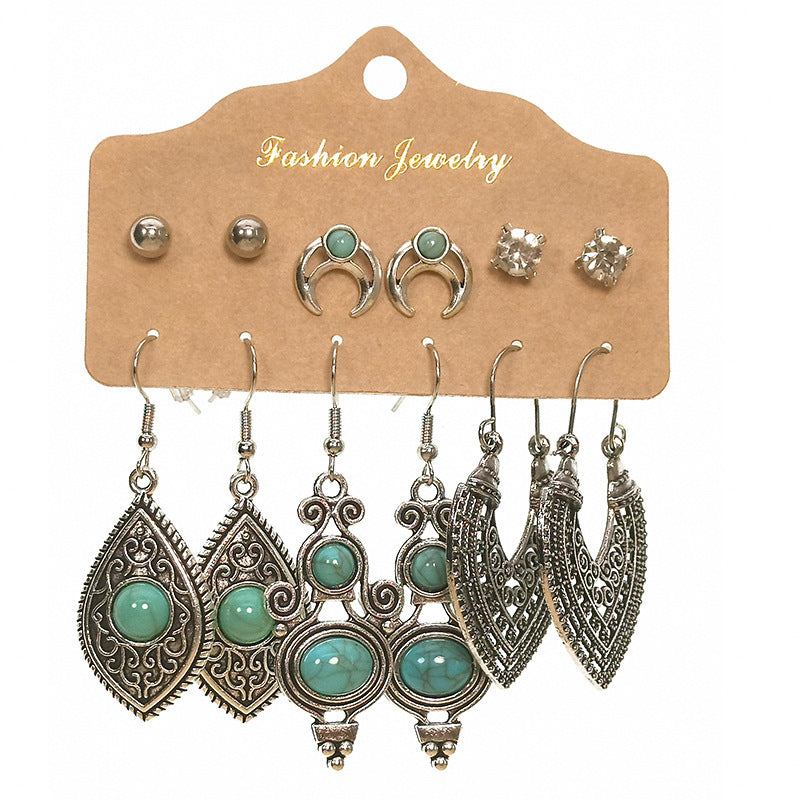 Wholesale Vintage Geometric Alloy Tassel Set Earrings